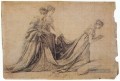 Die Kaiserin Josephine Kniend mit Mme de la Rochefoucauld und Madame de la Val Neoklassizismus Jacques Louis David